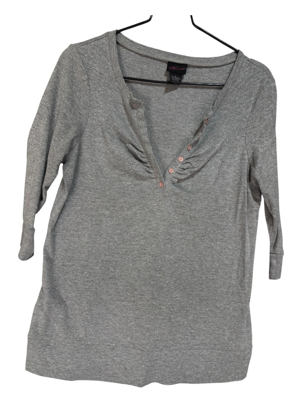torrid Gray Long Sleeve Henley Top